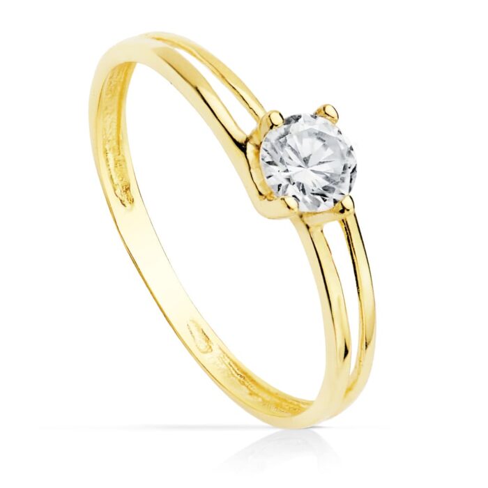 18K SOLITARIO ORO AMARILLO CIRCONITA 4.5 MM