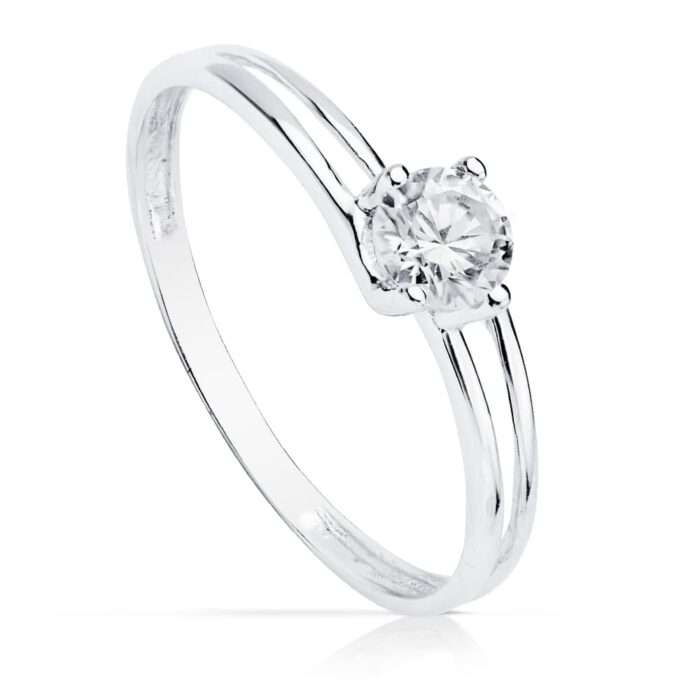 18K SOLITARIO ORO BLANCO CIRCONITA 4.5 MM