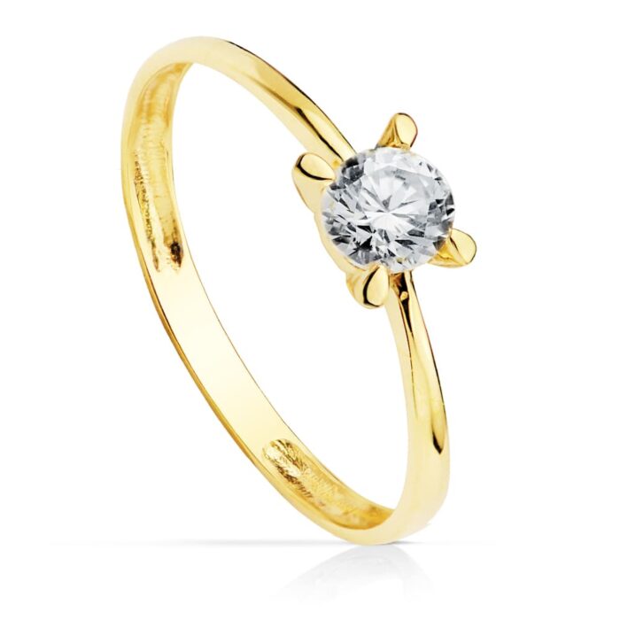 18K SOLITARIO ORO AMARILLO CIRCONITA 4.5 MM