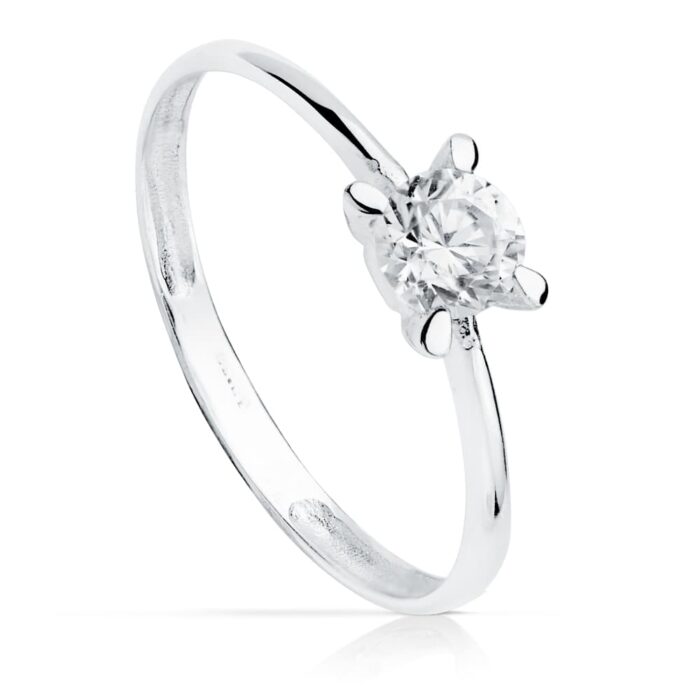 18K SOLITARIO ORO BLANCO CIRCONITA 4.5 MM
