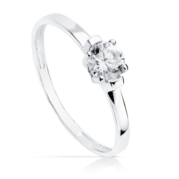 18K SOLITARIO ORO BLANCO CIRCONITA 4 MM