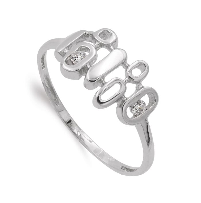18K SORTIJA ORO BLANCO CON MOTIVOS Y CIRCONITAS. ANCHO MOTIVO 14X9 MM