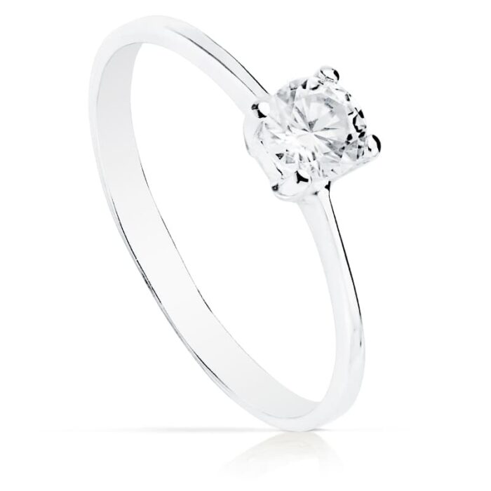 18K SOLITARIO ORO BLANCO CIRCONITA 4.5 MM