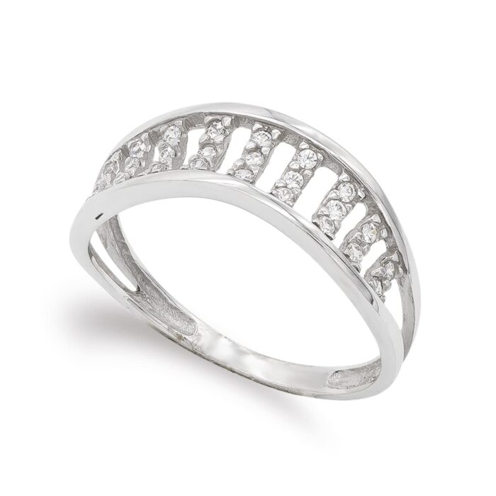 18K SORTIJA ORO BLANCO CON CIRCONITAS. ANCHO: 6,5 MM