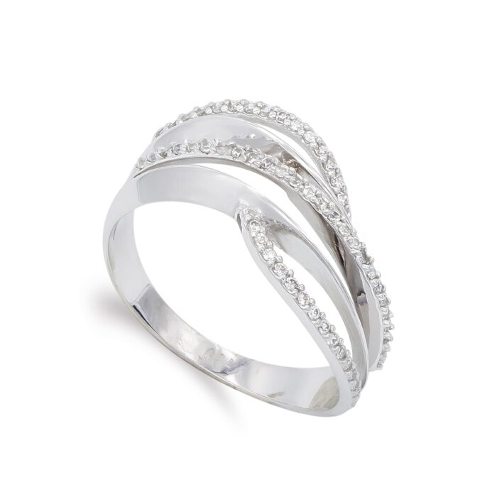 18K SORTIJA ORO BLANCO CON CIRCONITAS. ANCHO: 9 MM