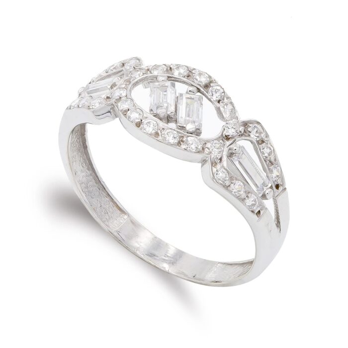 18K SORTIJA ORO BLANCO CON CIRCONITAS. ANCHO: 8 MM