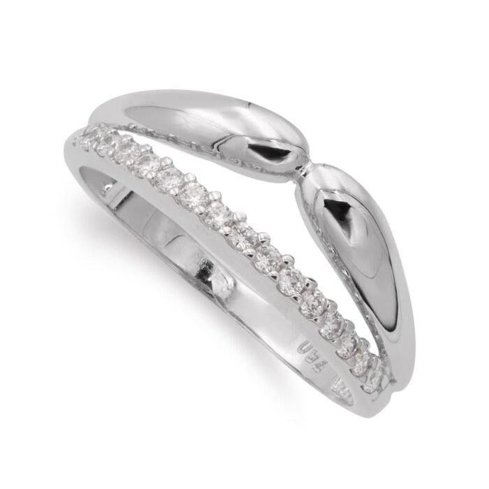 18K SORTIJA ORO BLANCO CON CIRCONITAS. ANCHO: 7,5 MM