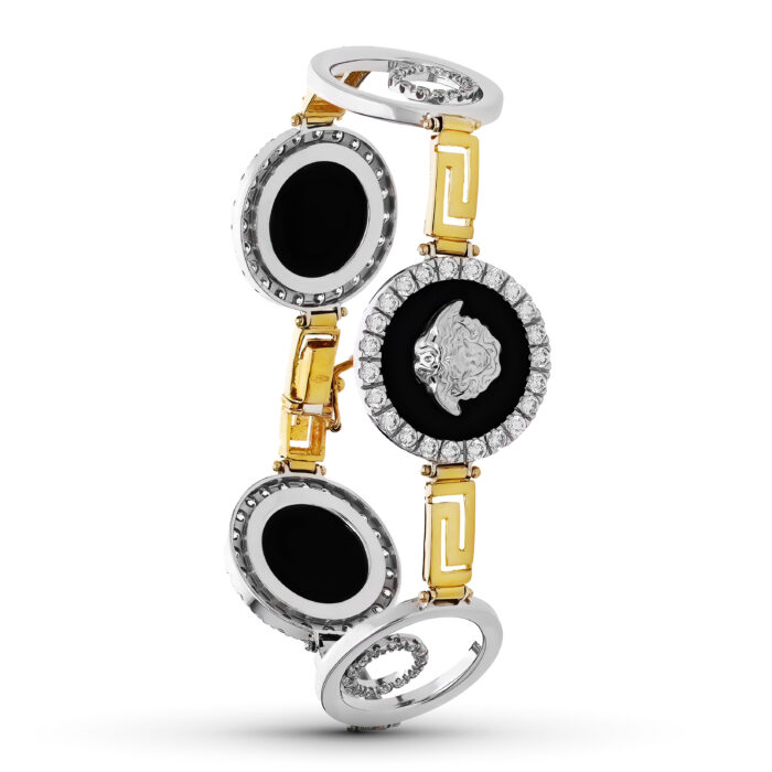 18K PULSERA ORO BICOLOR MEDUSAS CIRCONITAS