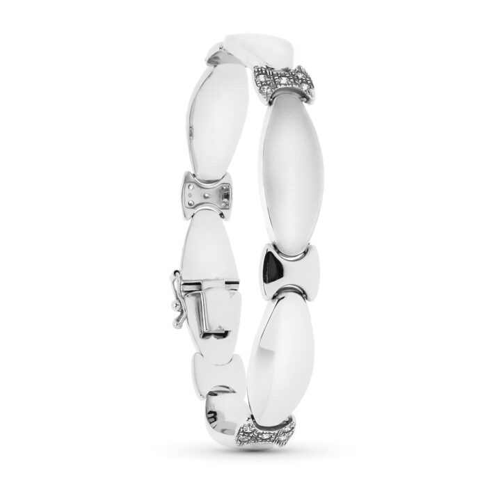 18K PULSERA ORO BLANCO MATE Y BRILLO 19.5 CM