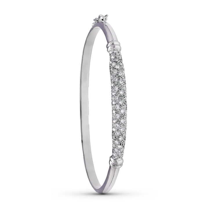 18K PULSERA ORO BLANCO MEDIA CAÑA CIRCONITAS