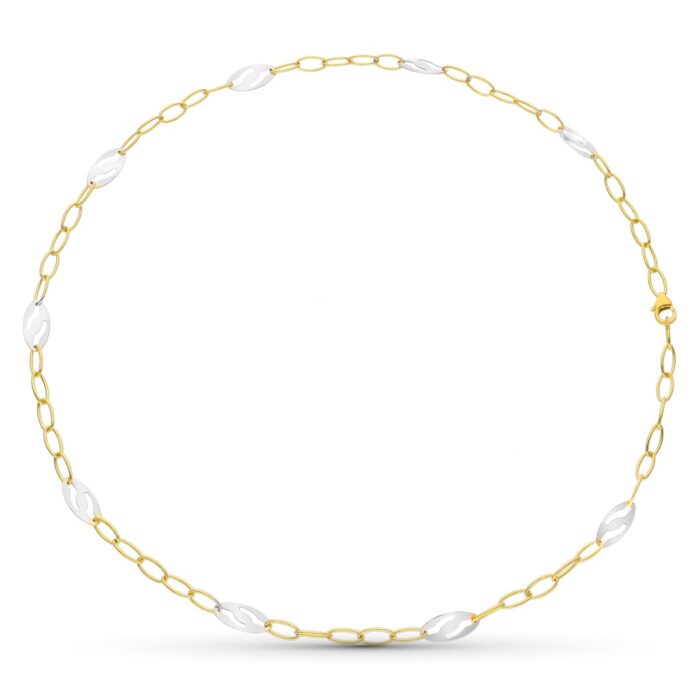 18K GARGANTILLA ORO BICOLOR MOTIVOS OVALES