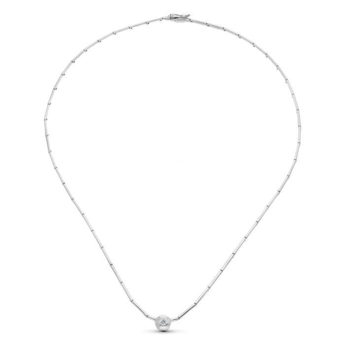 18K GARGANTILLA ORO BLANCO CHATON.