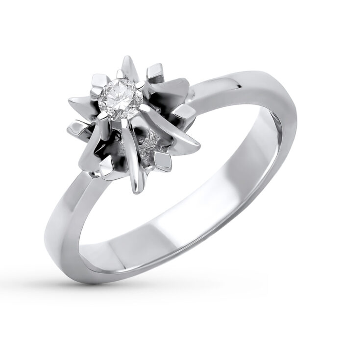 18K SOLITARIO ORO BLANCO DIAMANTE TALLA BRILLANTE 0.100 QTS. ANCHO: 9MM.