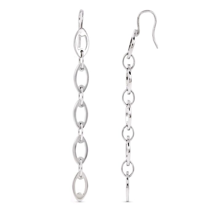 18K PENDIENTES ORO BLANCO CADENITAS. 64X5 MM CIERRE GANCHO