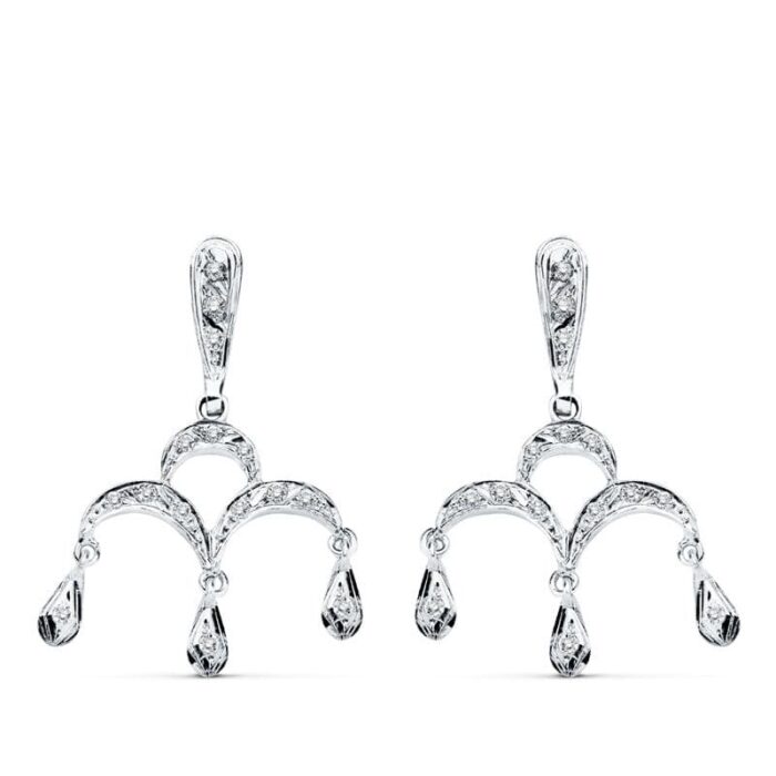 18K PENDIENTES ORO BLANCO CIRCONITA 33X21 MM CIERRE PRESION