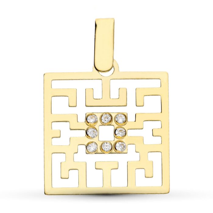 18K COLGANTE ORO AMARILLO LASER Y CIRCONITAS