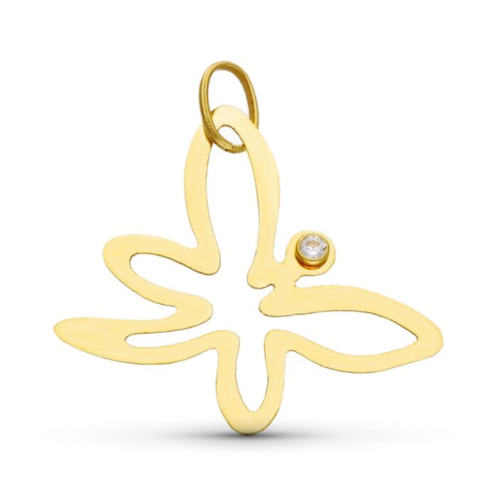 18K COLGANTE ORO AMARILLO MARIPOSA CIRCONITA
