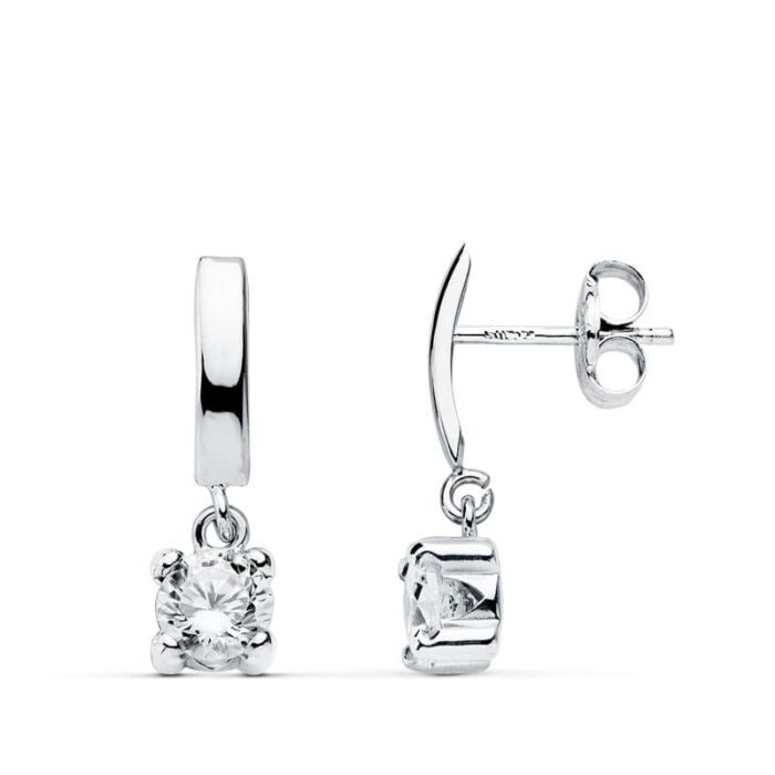 18K PENDIENTES ORO BLANCO GARRAS 15X4 MM CIERRE PRESION