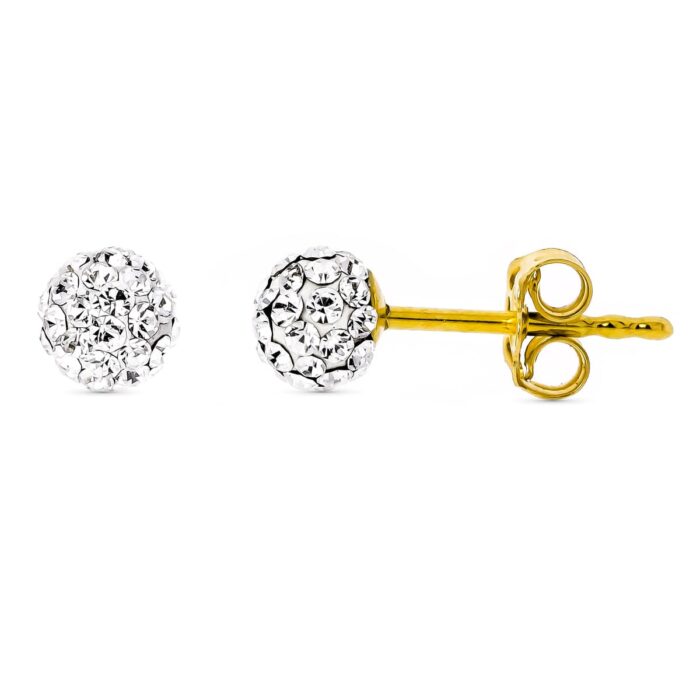 9K PENDIENTES ORO AMARILLO CIRCONITA 5 MM CIERRE PRESION