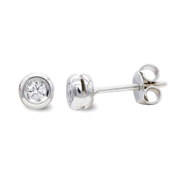 18K PENDIENTES ORO BLANCO Y COLGANTE CADENA CHATON