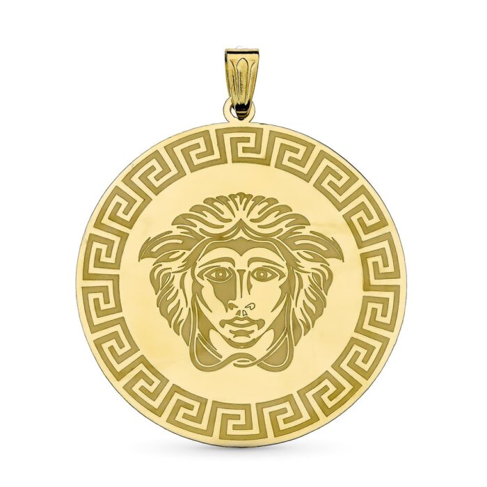 18K COLGANTE MEDUSA ORO AMARILLO  GRECA 32X30 MM
