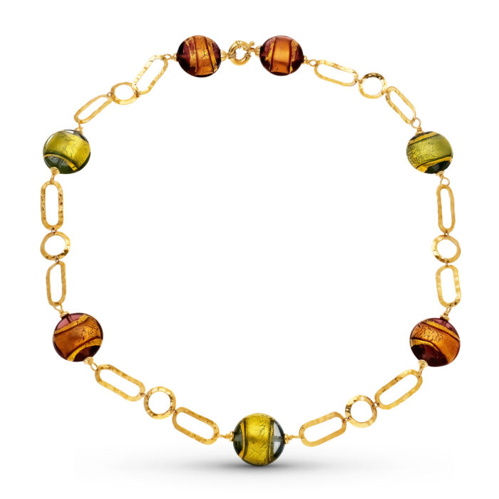18K GARGANTILLA ORO AMARILLO GARGANTILLA BOLAS MURANO 19 MM 50CM