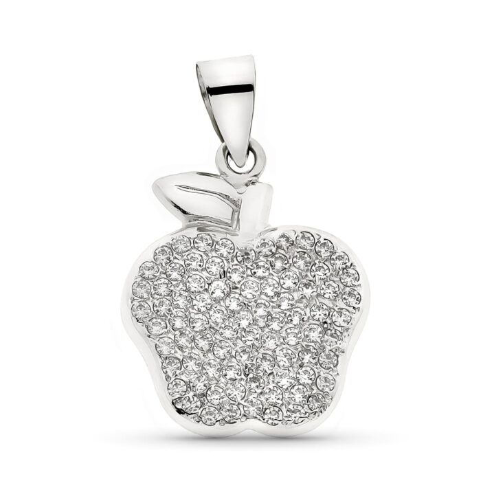 18K COLGANTE ORO BLANCO MANZANA CON CIRCONITA 21X17 MM