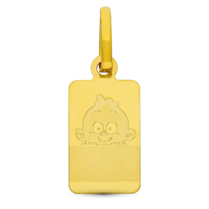 18K PLACA CHAPA ORO AMARILLO BEBE 16X8 MM