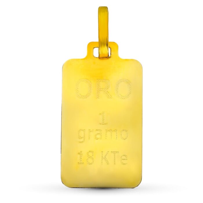 18K COLGANTE ORO AMARILLO LINGOTE 1 GRAMO.