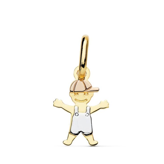 18K COLGANTE ORO TRICOLOR NIÑO MUÑECO 17X12 MM