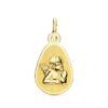 Medalla rectangular de oro amarillo 18k con bordes redondeados y relieve del ángel burlón 17x10 mm