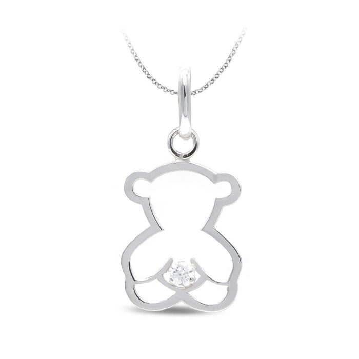 18K COLGANTE ORO BLANCO OSO CIRCONITA ORO BLANCO