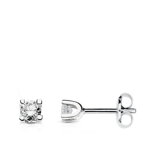 18K PENDIENTES ORO BLANCO CON DIAMANTES LABORATORIO 2,5 MM TALLA BRILLANTE 0,120 QTS. VS2-G. CIERRE PRESION