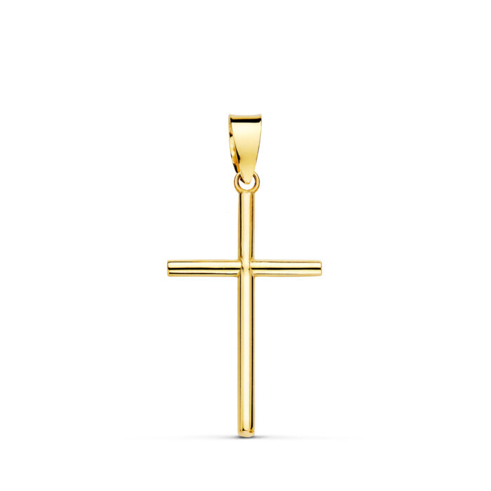 18K CRUZ ORO AMARILLO LISA TUBO 1.5 MM 21X13MM