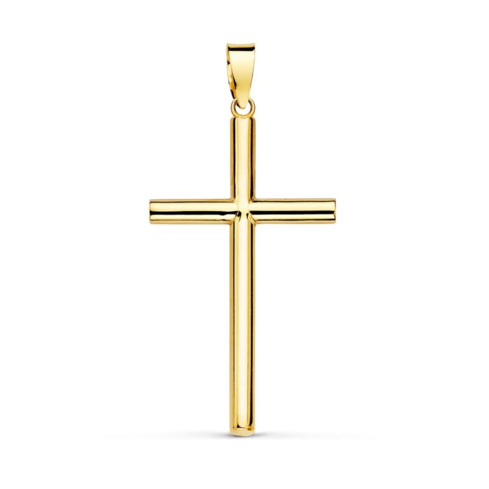 18K CRUZ ORO AMARILLO HUECA LISA 29X17 MM TUBO 2.2 MM
