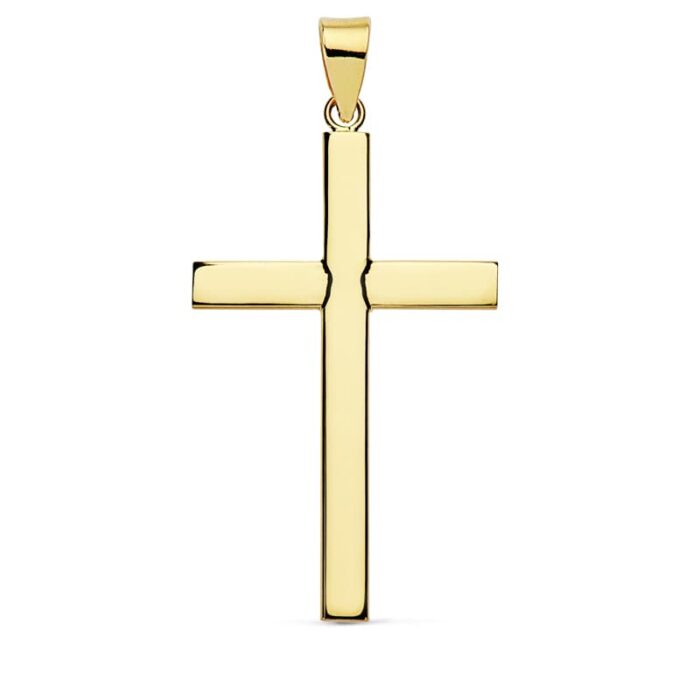 18K CRUZ ORO AMARILLO LISA 32X18X3 MM