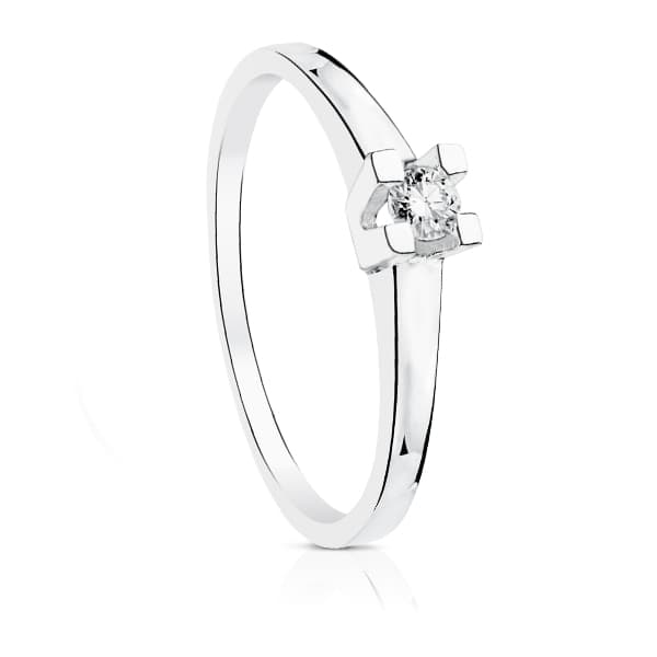 18K SOLITARIO ORO BLANCO DIAMANTE TALLA BRILLANTE 0.100 QTS. SI-H