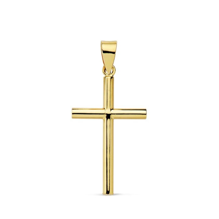 18K CRUZ ORO AMARILLO LISA 23X13X2 MM