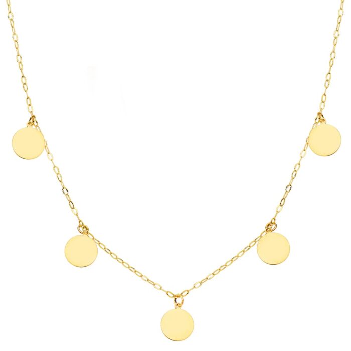 18K GARGANTILLA ORO AMARILLO PLACA CHAPAS LISAS 7 MM CADENA FORZADA 45CM