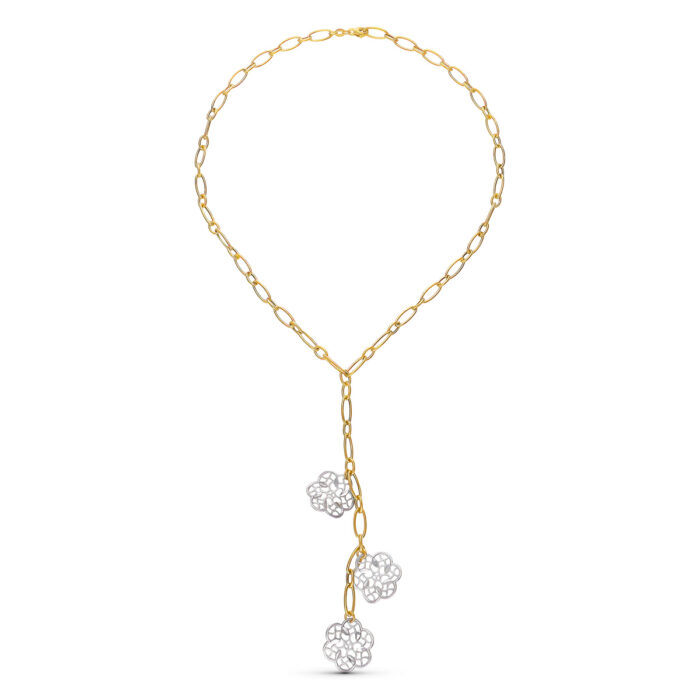 18K GARGANTILLA ORO BICOLOR FLORES