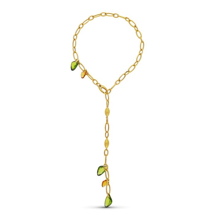 18K GARGANTILLA ORO AMARILLO PIEDRAS COLOR