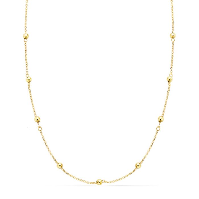 18K CADENA ORO AMARILLO MACIZA CON BOLAS LISAS 3MM 50CM