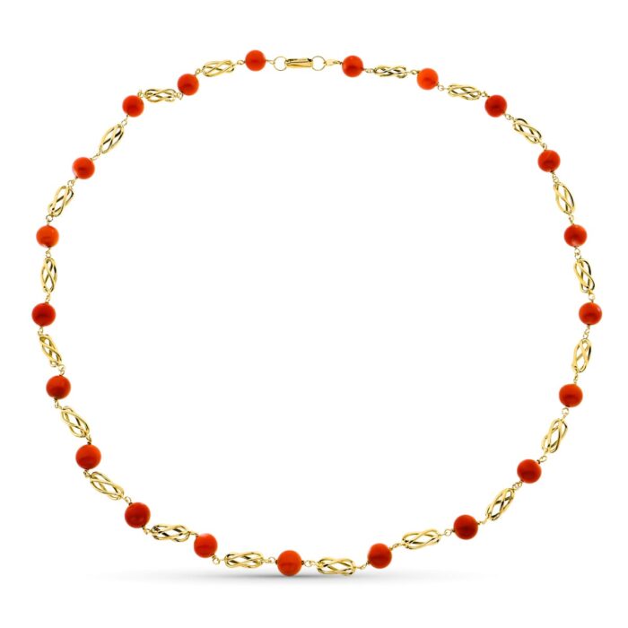 18K GARGANTILLA ORO AMARILLO JAULA CORAL FINO JAPONES 7.5 MM 60CM