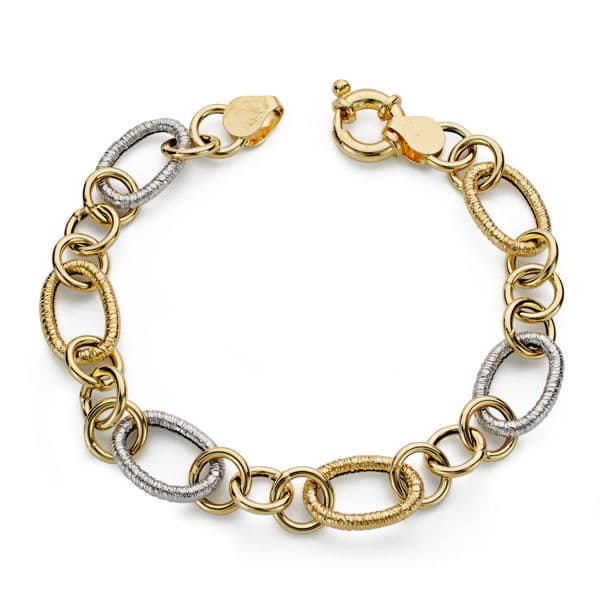18K PULSERA BICOLOR HUECA 19CM