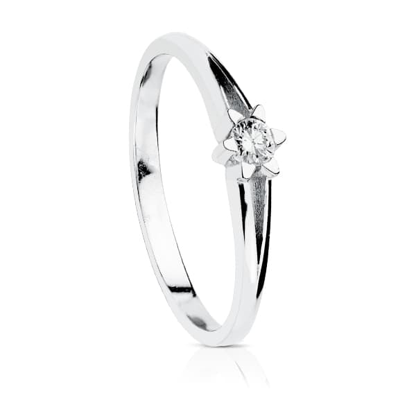18K SOLITARIO DIAMANTES TALLA BRILLANTE ORO BLANCO 0.100 QTS. SI-H