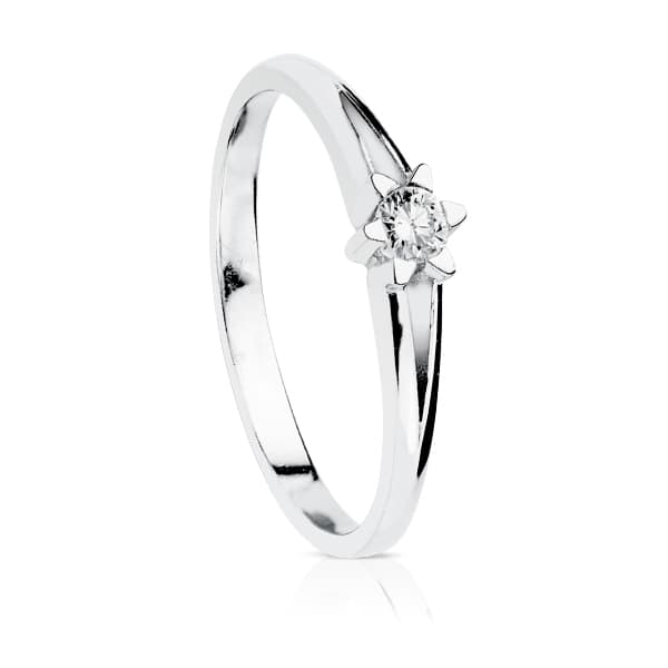 18K SOLITARIO DIAMANTE TALLA BRILLANTE ORO BLANCO 0,150 QTS. SI-H