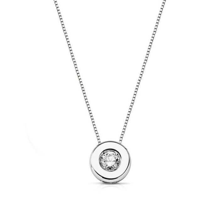 18K COLGANTE DIAMANTE DE LABORATORIO ORO BLANCO 6,5MM 0,110 QTS H-SI.