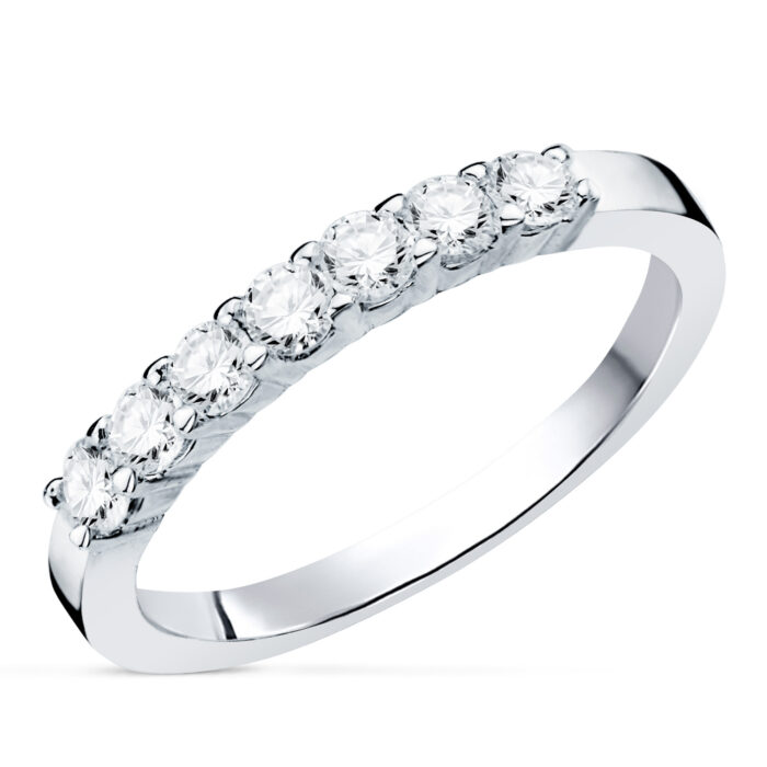18K SORTIJA ORO BLANCO 7 DIAMANTES DE LABORATORIO  TALLA BRILLANTE 0,40 QTES. G-VS2. ANCHO: 2,4MM