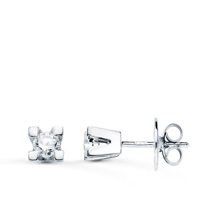 18K PENDIENTES ORO BLANCO DIAMANTES LABORATORIO 2,75MM 0,20 QTS VS2-G. MEDIDA: 4X4 MM. CIERRE PRESION