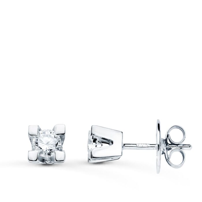 18K PENDIENTES ORO BLANCO DIAMANTES LABORATORIO 3,40MM 0,30 QTS VS2-G. MEDIDA: 4,5X4,5 MM. CIERRE PRESION